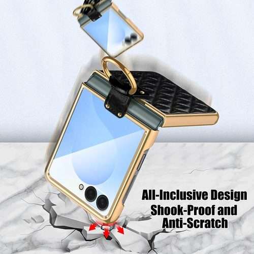 For Samsung Galaxy Z Flip7 VIETAO Diamond Pattern Metal Ring PU Leather Phone Case(Dark Green)