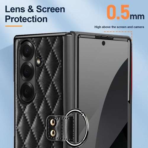 For Samsung Galaxy Z Fold7 VIETAO Diamond Pattern Metal Ring PU Leather Phone Case(Dark Green)