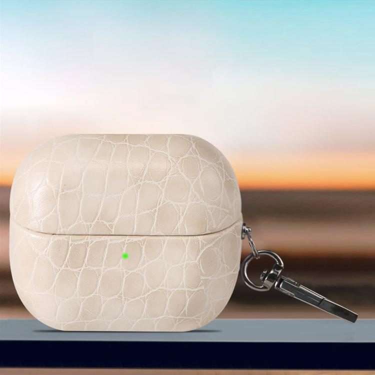 For Samsung Galaxy Buds3 / Buds3 Pro Candy Color Crocodile Texture Earphone Protective Case(White)