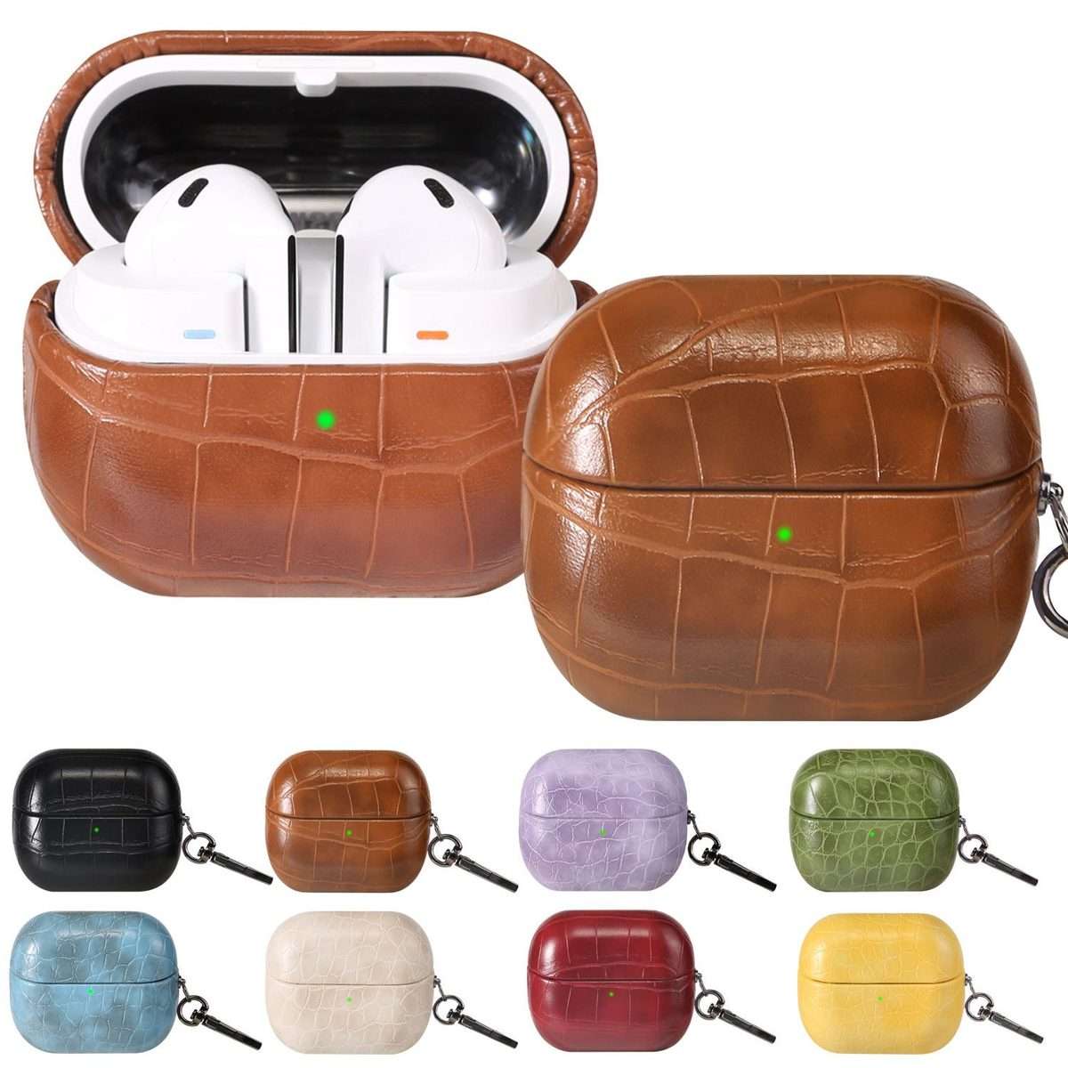 For Samsung Galaxy Buds3 / Buds3 Pro Candy Color Crocodile Texture Earphone Protective Case(White)