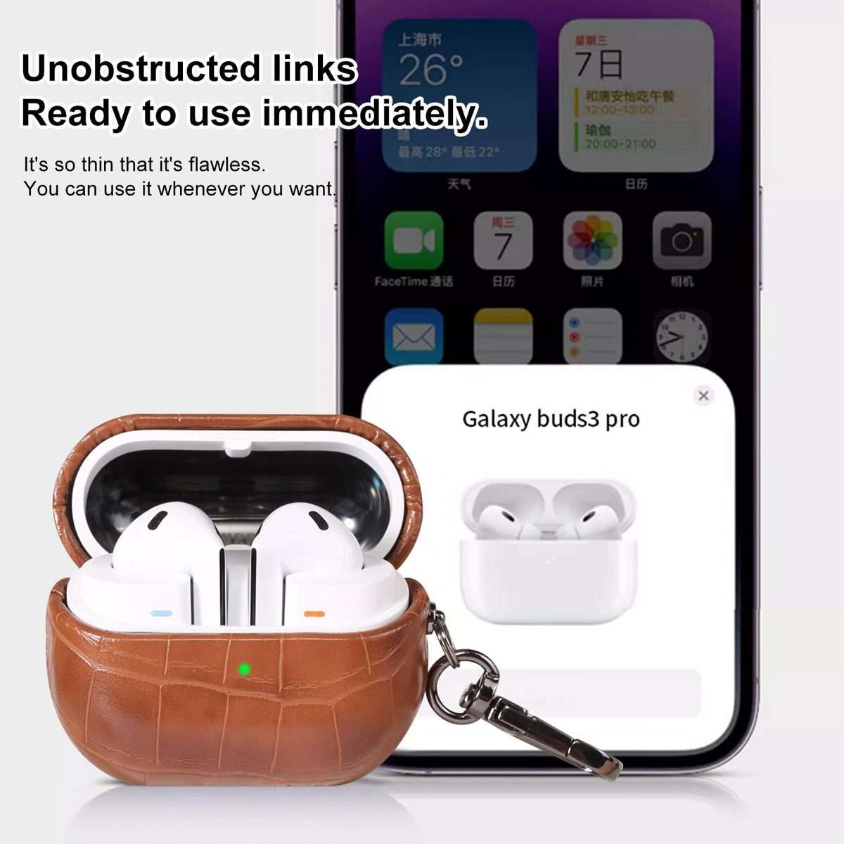 For Samsung Galaxy Buds3 / Buds3 Pro Candy Color Crocodile Texture Earphone Protective Case(White)
