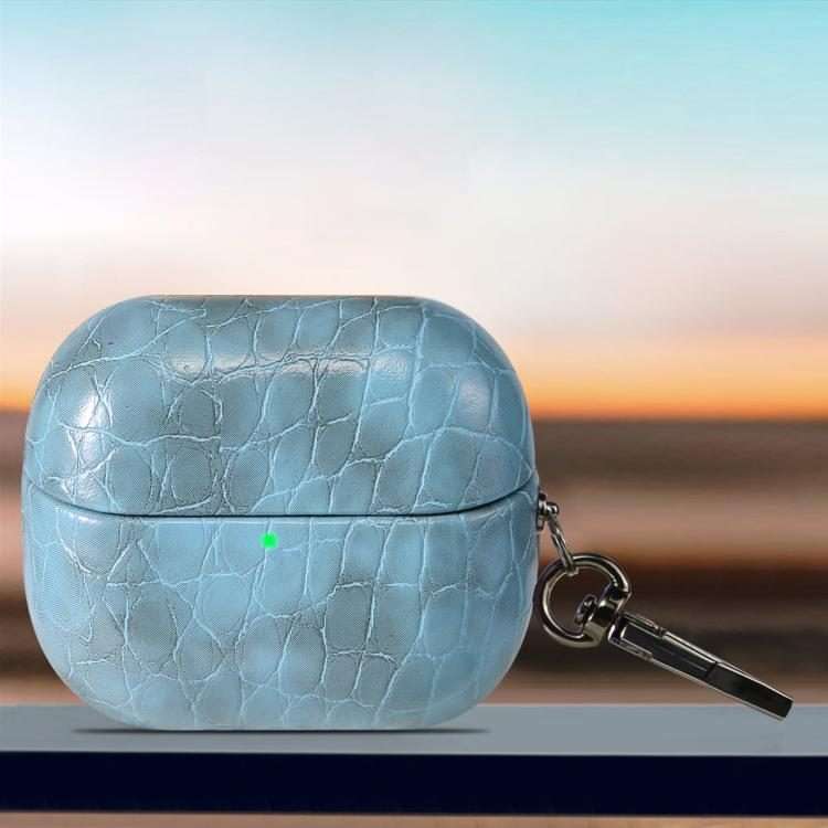 For Samsung Galaxy Buds3 / Buds3 Pro Candy Color Crocodile Texture Earphone Protective Case(Blue)