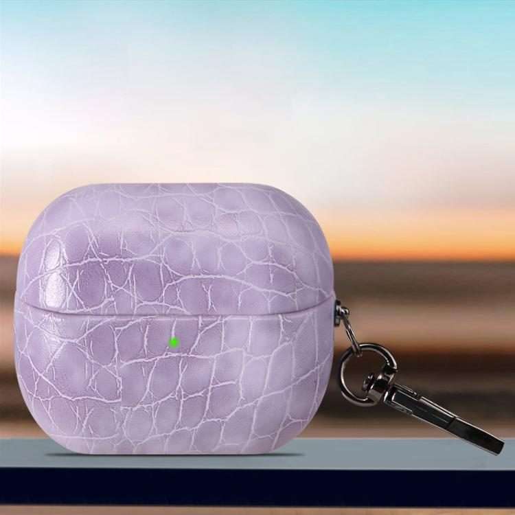 For Samsung Galaxy Buds3 / Buds3 Pro Candy Color Crocodile Texture Earphone Protectiv ... (Purple)