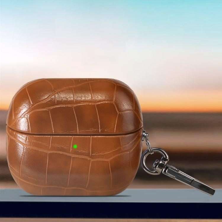 For Samsung Galaxy Buds3 / Buds3 Pro Candy Color Crocodile Texture Earphone Protective Case(Brown)