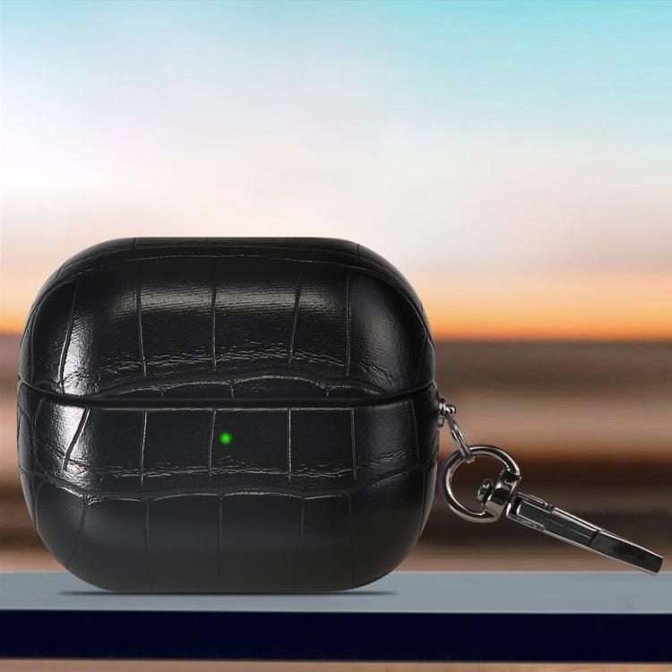 For Samsung Galaxy Buds3 / Buds3 Pro Candy Color Crocodile Texture Earphone Protective Case(Black)