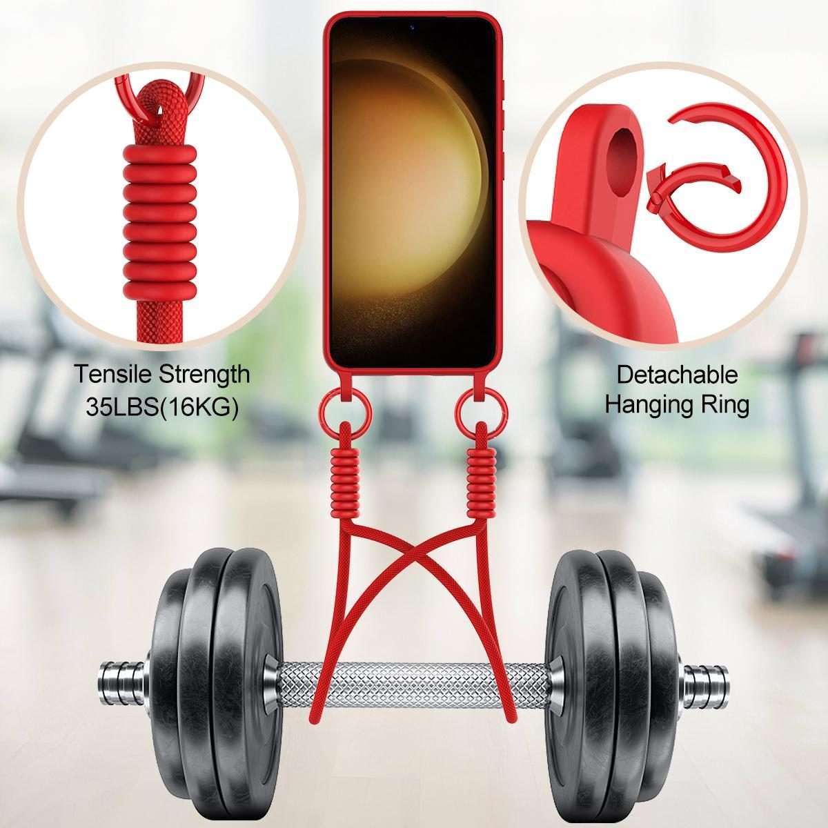 For Samsung Galaxy S23 5G Integrated Card Bag Solid Color Liquid Silicone Phone Case Gen ... (Red)