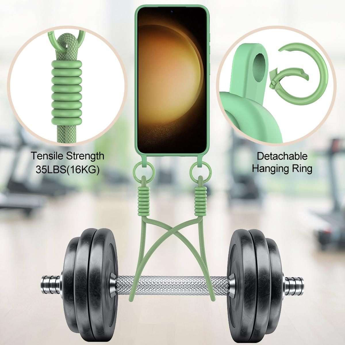 For Samsung Galaxy S23 5G Integrated Card Bag Solid Color Liquid Silicone Phone Case G ... (Green)