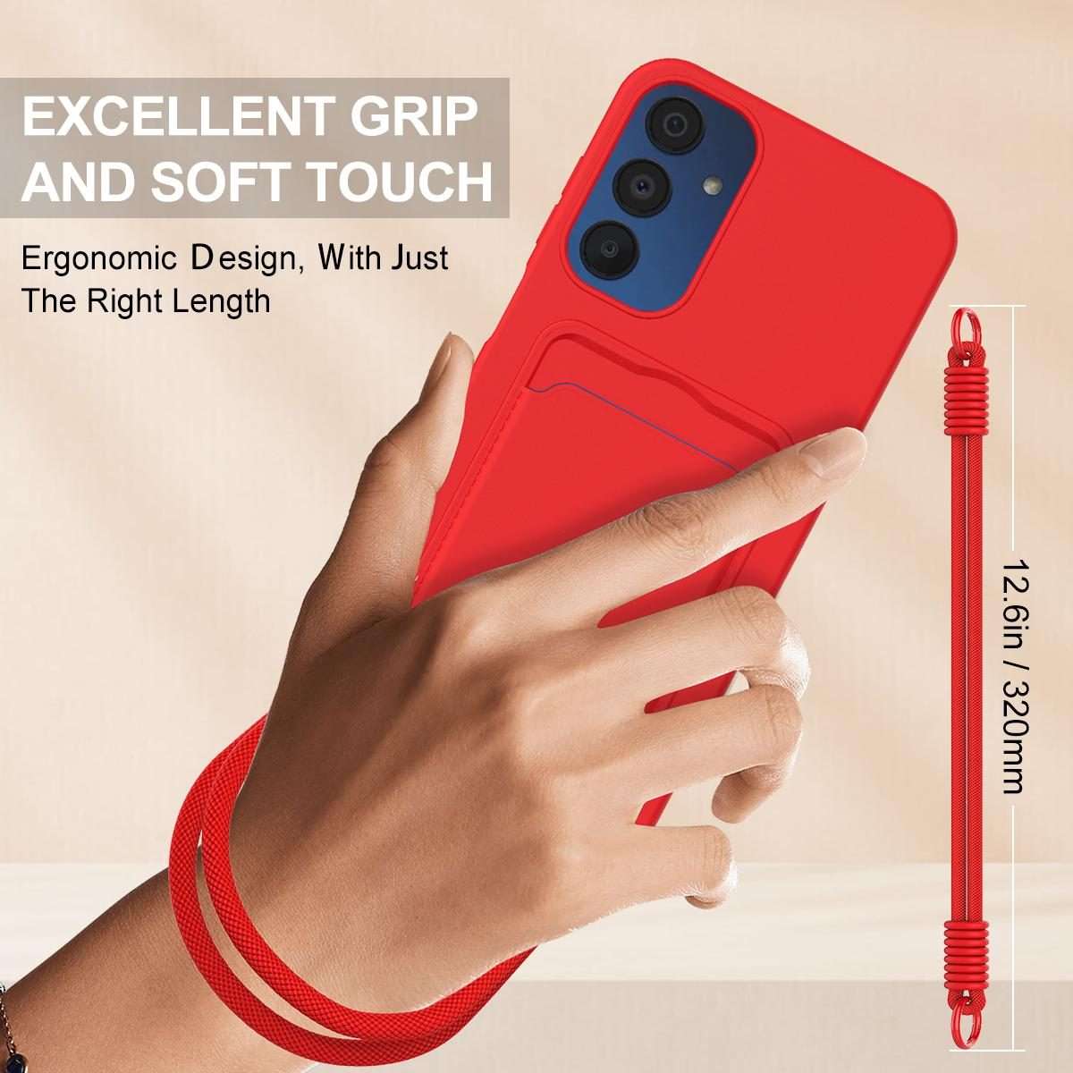 For Samsung Galaxy S23 FE 5G Integrated Card Bag Solid Color Liquid Silicone Phone Case ... (Red)