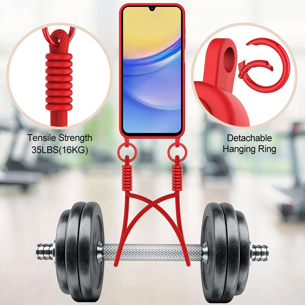 For Samsung Galaxy S23 FE 5G Integrated Card Bag Solid Color Liquid Silicone Phone Case ... (Red)