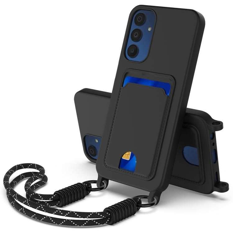 For Samsung Galaxy S23 FE 5G Integrated Card Bag Solid Color Liquid Silicone Phone Cas ... (Black)