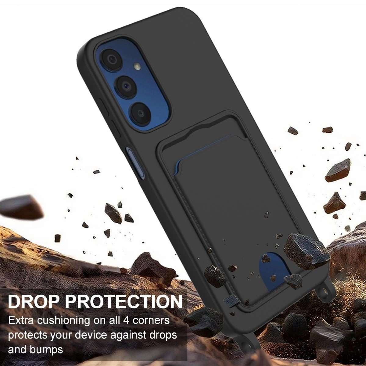 For Samsung Galaxy S23 FE 5G Integrated Card Bag Solid Color Liquid Silicone Phone Cas ... (Black)