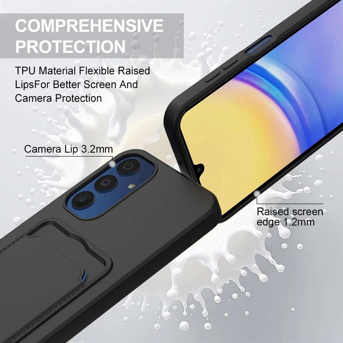For Samsung Galaxy S23 FE 5G Integrated Card Bag Solid Color Liquid Silicone Phone Cas ... (Black)