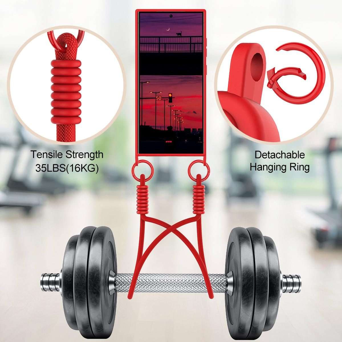 For Samsung Galaxy S23 Ultra 5G Integrated Card Bag Solid Color Liquid Silicone Phone Ca ... (Red)