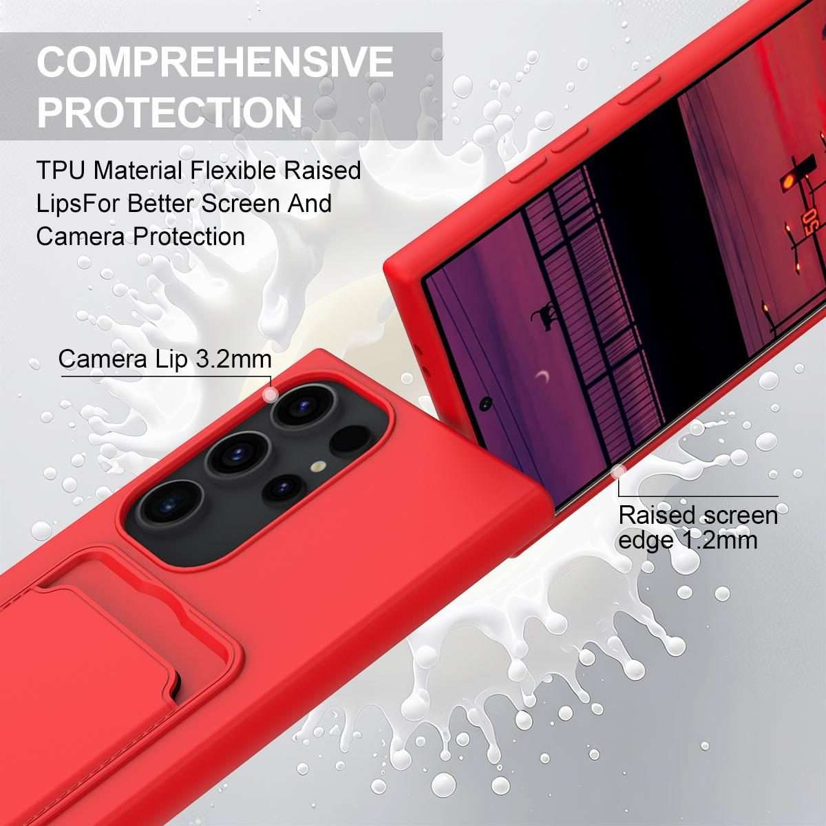 For Samsung Galaxy S23 Ultra 5G Integrated Card Bag Solid Color Liquid Silicone Phone Ca ... (Red)