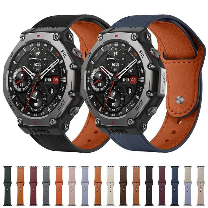 22mm xDfind Rivet Buckle Genuine Leather Watch Band(Light Brown)