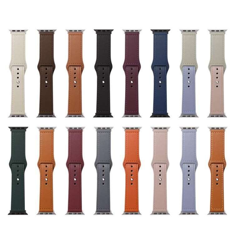 22mm xDfind Rivet Buckle Genuine Leather Watch Band(Brown)