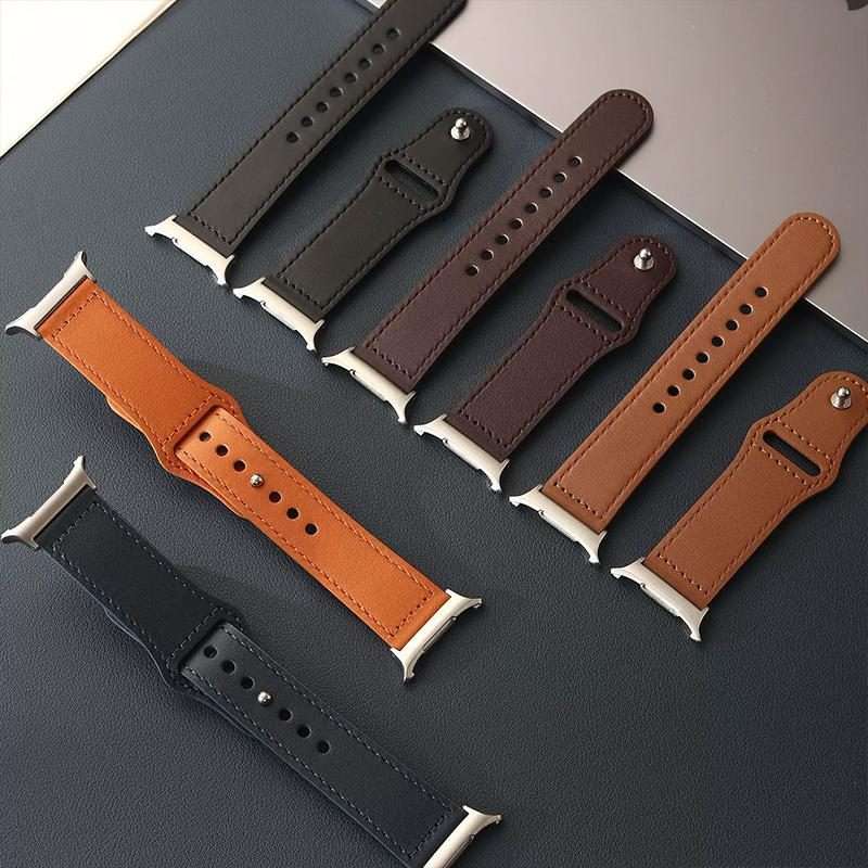 22mm xDfind Rivet Buckle Genuine Leather Watch Band(Beige)