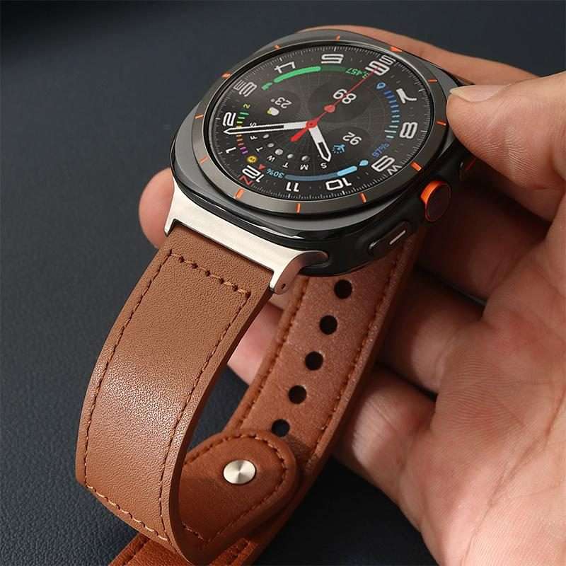 22mm xDfind Rivet Buckle Genuine Leather Watch Band(Green)