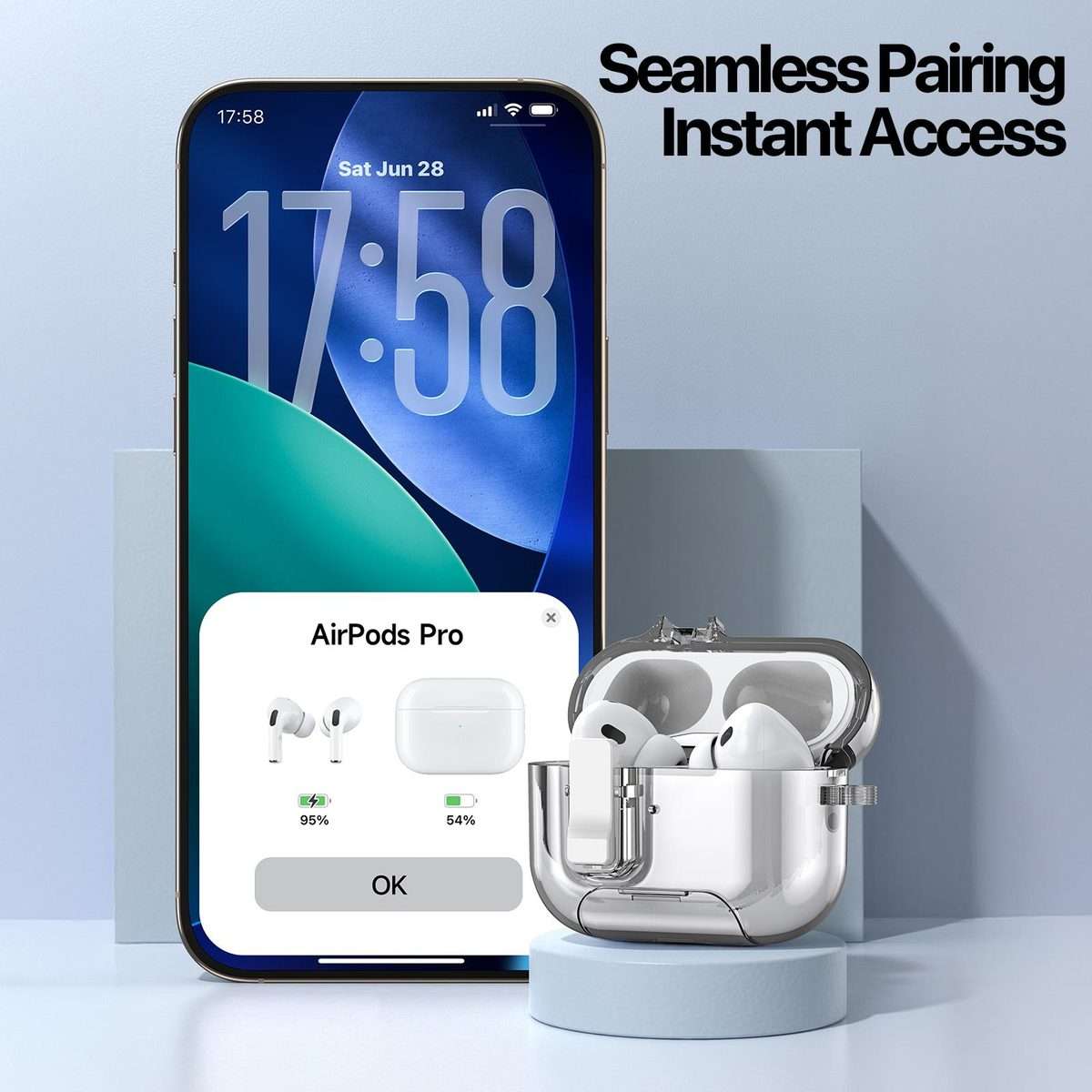 For AirPods Pro 3 DUX DUCIS PECR Series Holder & Security Lock Earphone Case(Transparent)