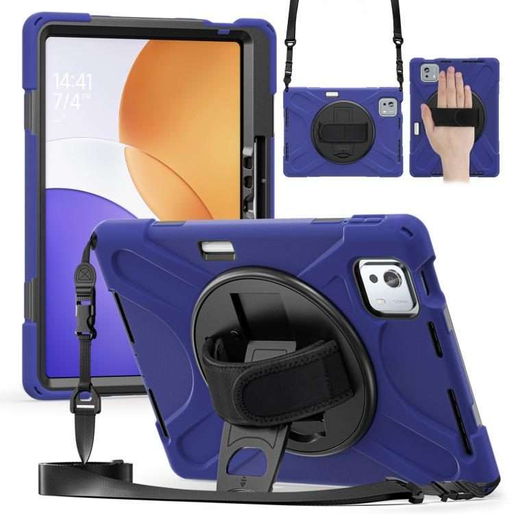 For Xiaomi Pad 7S Pro / 6S Pro Rotatable Holder Silicone Hybrid PC Tablet Case wit ... (Navy Blue)