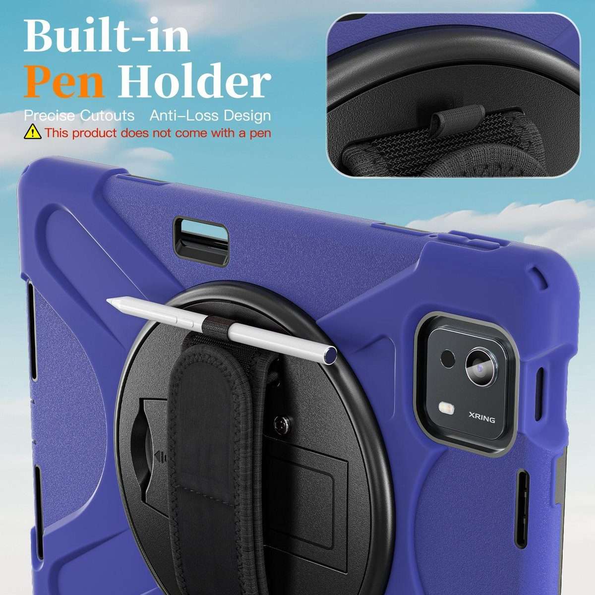For Xiaomi Pad 7S Pro / 6S Pro Rotatable Holder Silicone Hybrid PC Tablet Case wit ... (Navy Blue)
