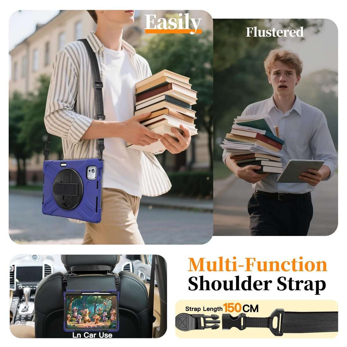 For Xiaomi Pad 7S Pro / 6S Pro Rotatable Holder Silicone Hybrid PC Tablet Case wit ... (Navy Blue)