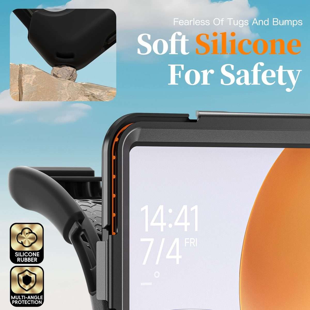 For Xiaomi Pad 7S Pro / 6S Pro Rotatable Holder Silicone Hybrid PC Tablet Case with Sh ... (Black)