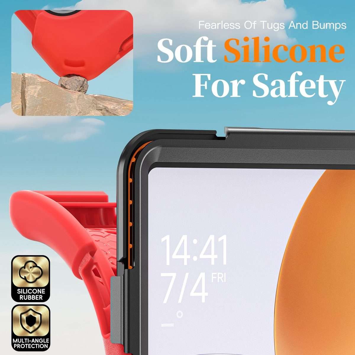 For Xiaomi Pad 7S Pro / 6S Pro Rotatable Holder Silicone Hybrid PC Tablet Case with Shou ... (Red)