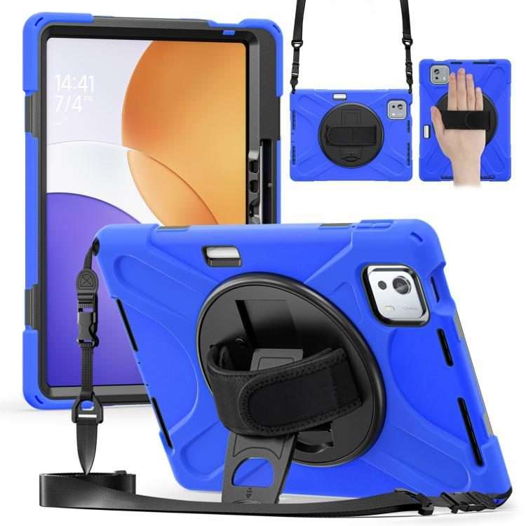 For Xiaomi Pad 7S Pro / 6S Pro Rotatable Holder Silicone Hybrid PC Tablet Case with Sho ... (Blue)