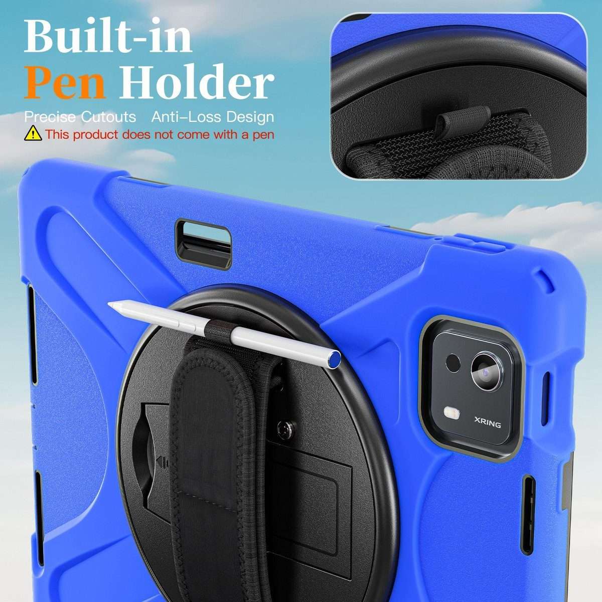 For Xiaomi Pad 7S Pro / 6S Pro Rotatable Holder Silicone Hybrid PC Tablet Case with Sho ... (Blue)
