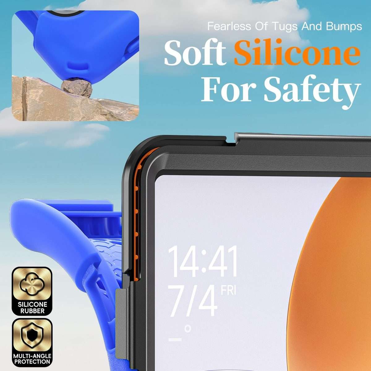 For Xiaomi Pad 7S Pro / 6S Pro Rotatable Holder Silicone Hybrid PC Tablet Case with Sho ... (Blue)