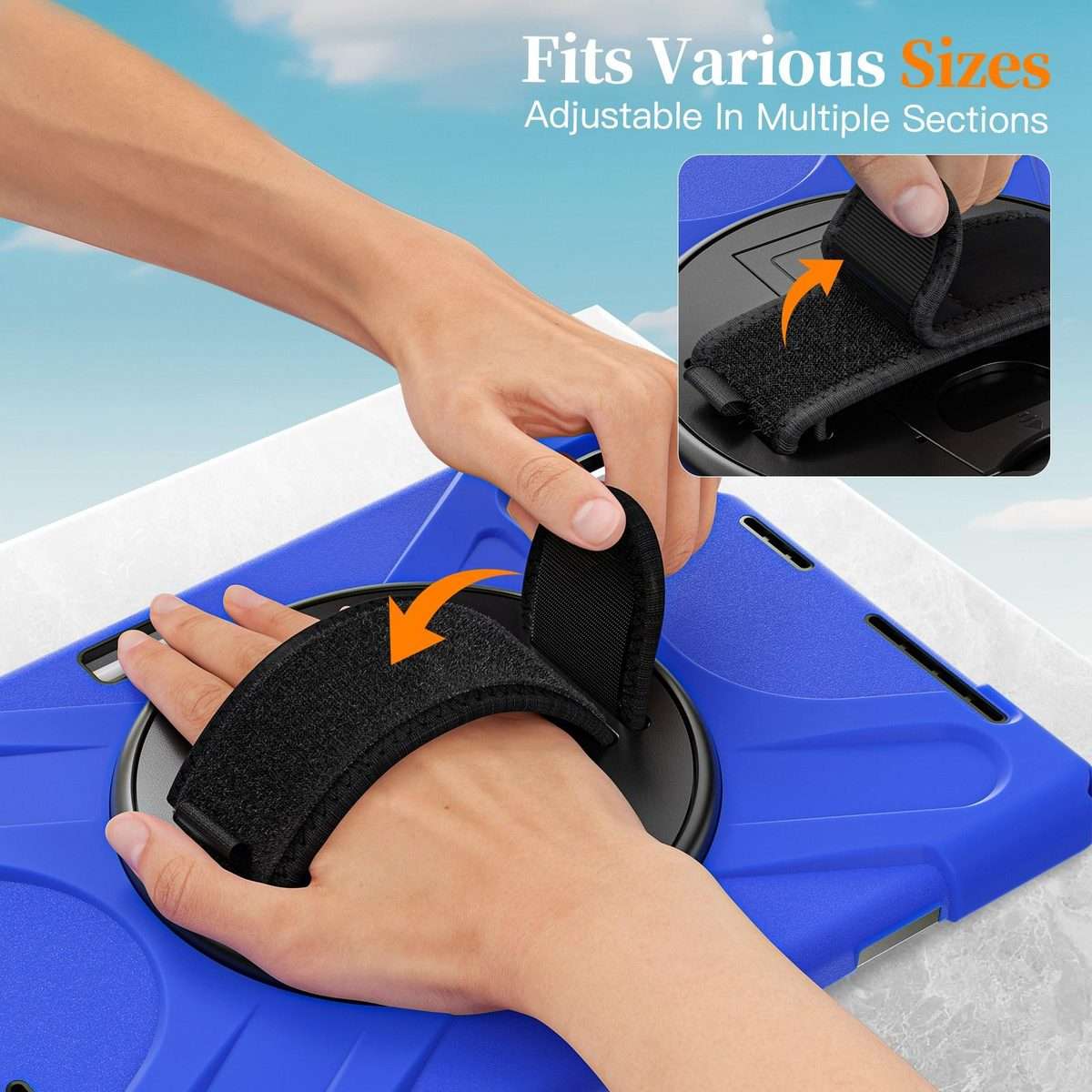 For Xiaomi Pad 7S Pro / 6S Pro Rotatable Holder Silicone Hybrid PC Tablet Case with Sho ... (Blue)