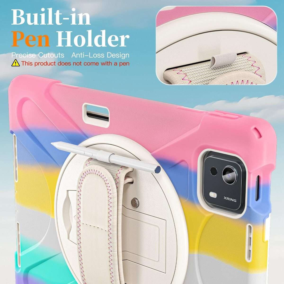 For Xiaomi Pad 7S Pro / 6S Pro Rotatable Holder Silicone Hybrid PC Tablet Case ... (Colorful Pink)