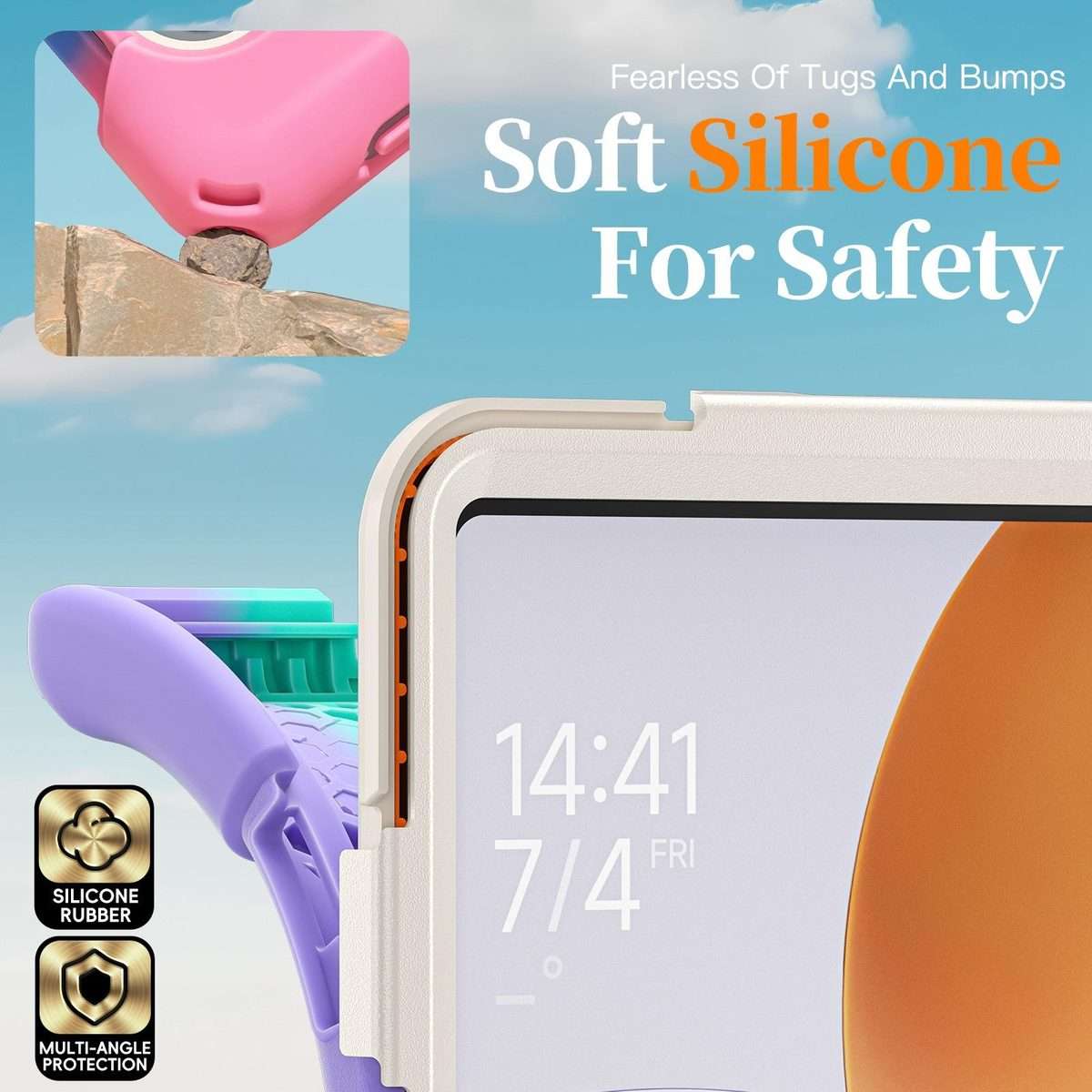For Xiaomi Pad 7S Pro / 6S Pro Rotatable Holder Silicone Hybrid PC Tablet Case ... (Colorful Pink)