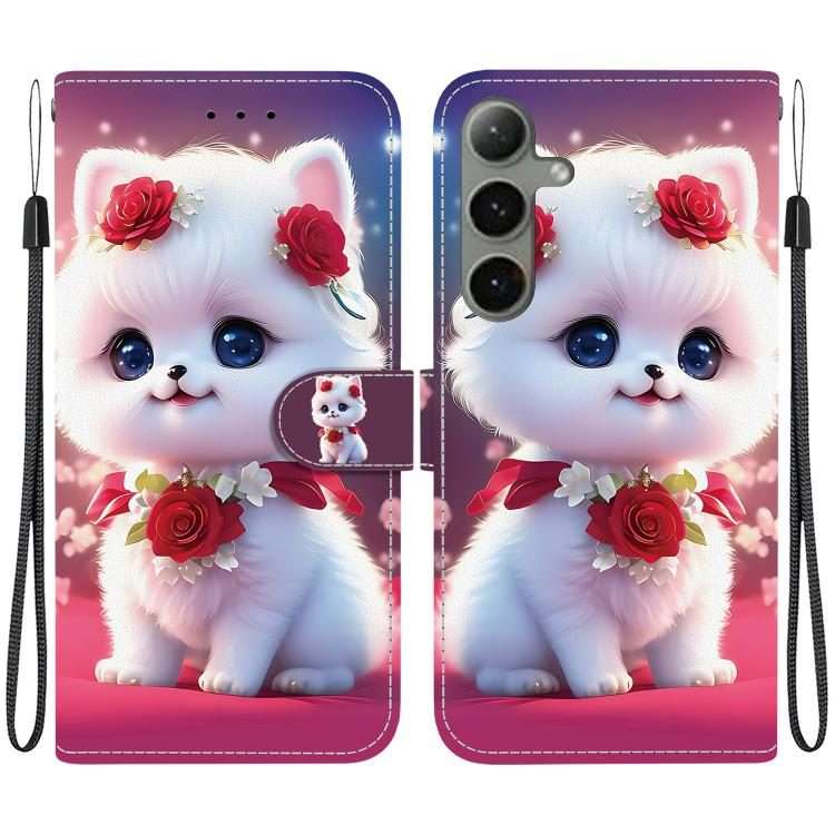 For Samsung Galaxy S24+ 5G / S25+ 5G Crystal Texture Colored Drawing Leather Phone Case(Rose Cat)