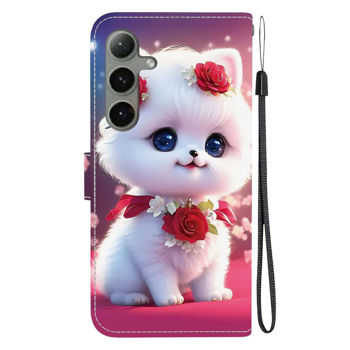 For Samsung Galaxy S24+ 5G / S25+ 5G Crystal Texture Colored Drawing Leather Phone Case(Rose Cat)