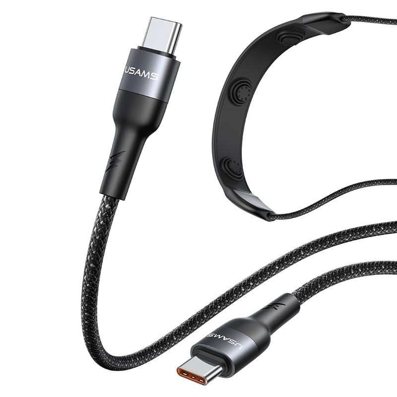 USAMS SJ759 U89 100W Fast Data Charging Cable with Massager, Length: 1.4m(Black)
