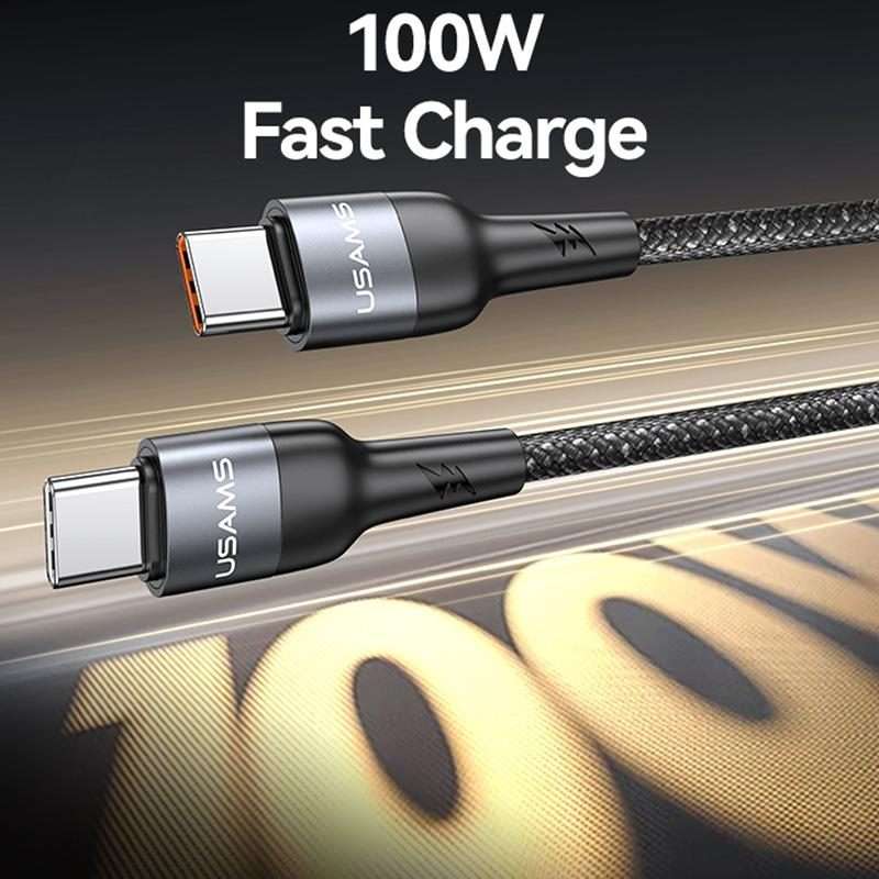 USAMS SJ759 U89 100W Fast Data Charging Cable with Massager, Length: 1.4m(Black)