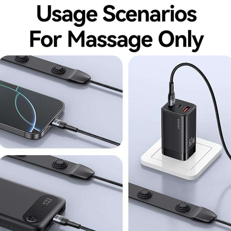 USAMS SJ759 U89 100W Fast Data Charging Cable with Massager, Length: 1.4m(Black)