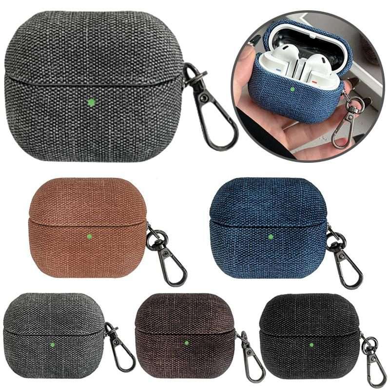 For Samsung Galaxy Buds3 / Buds3 Pro Coarse Cloth Texture PC Earphone Protective Case(Grey)
