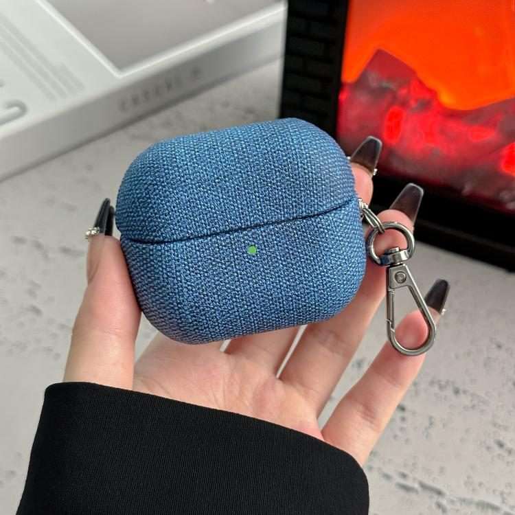 For Samsung Galaxy Buds3 / Buds3 Pro Coarse Cloth Texture PC Earphone Protective Case(Blue)