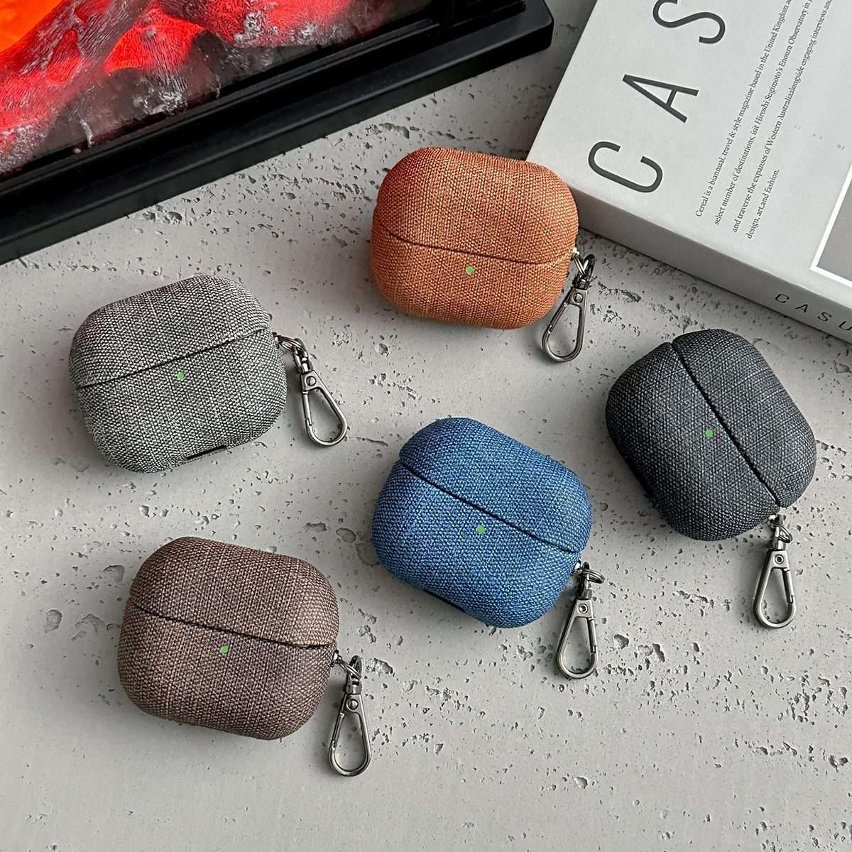 For Samsung Galaxy Buds3 / Buds3 Pro Coarse Cloth Texture PC Earphone Protective Case(Light Brown)