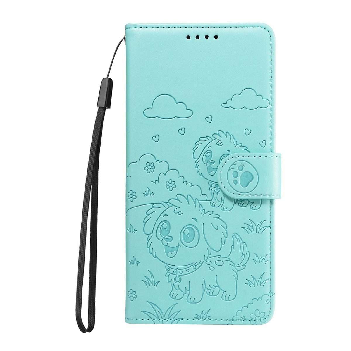 For Redmi K80 Ultra Embossed Heart Dog RFID Blocking Wallet Leather Phone Case(Green)