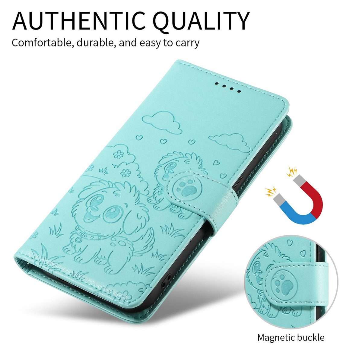 For Redmi K80 Ultra Embossed Heart Dog RFID Blocking Wallet Leather Phone Case(Green)