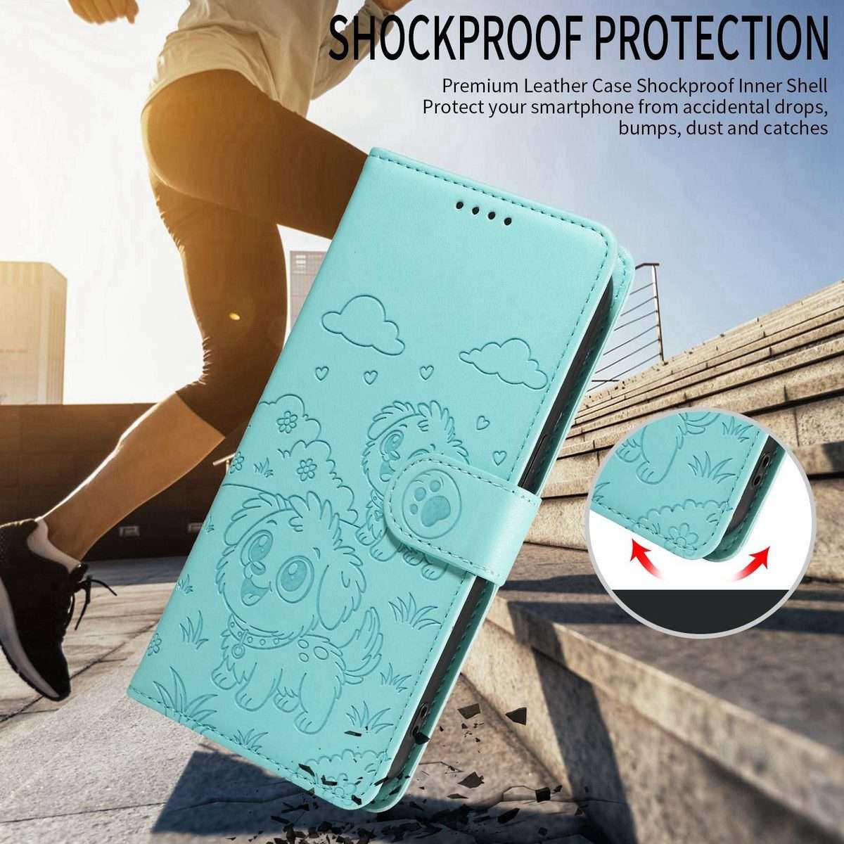 For Redmi K80 Ultra Embossed Heart Dog RFID Blocking Wallet Leather Phone Case(Green)