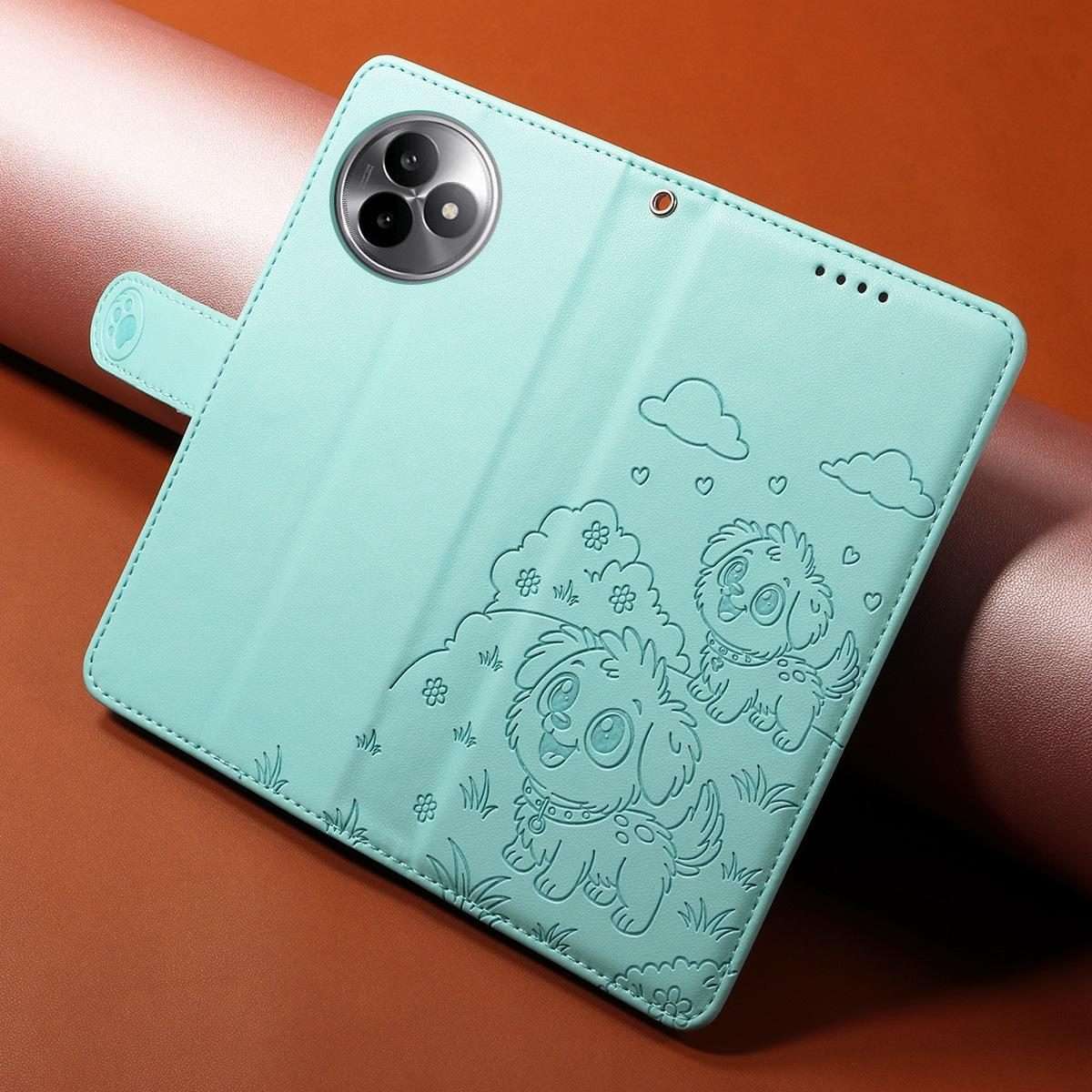 For Redmi K80 Ultra Embossed Heart Dog RFID Blocking Wallet Leather Phone Case(Green)