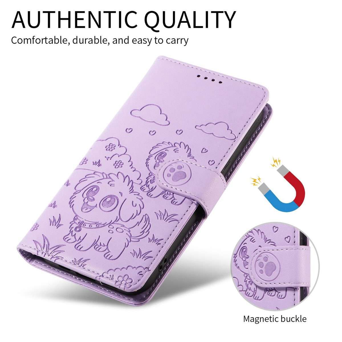 For Redmi K80 Ultra Embossed Heart Dog RFID Blocking Wallet Leather Phone Case(Purple)