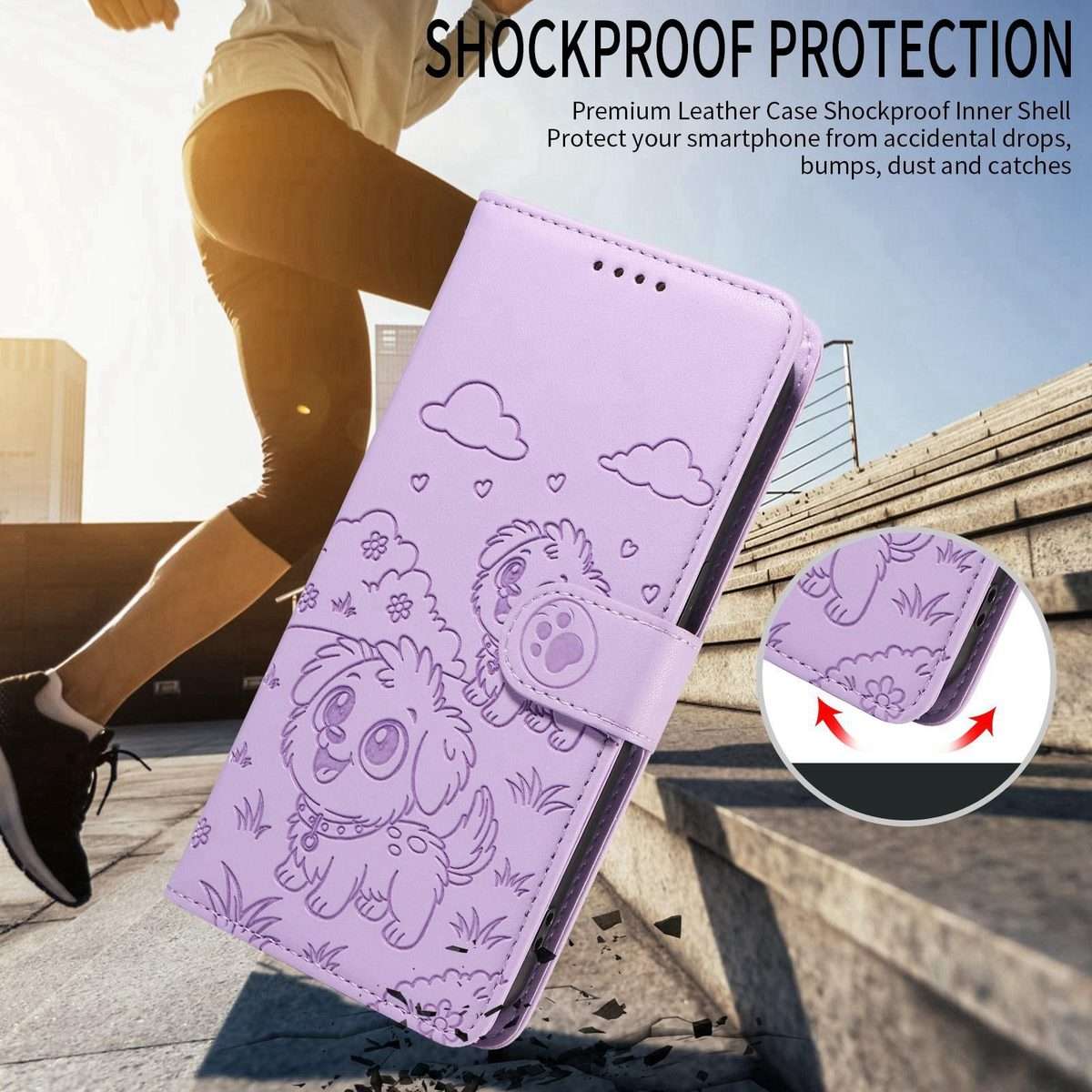For Redmi K80 Ultra Embossed Heart Dog RFID Blocking Wallet Leather Phone Case(Purple)