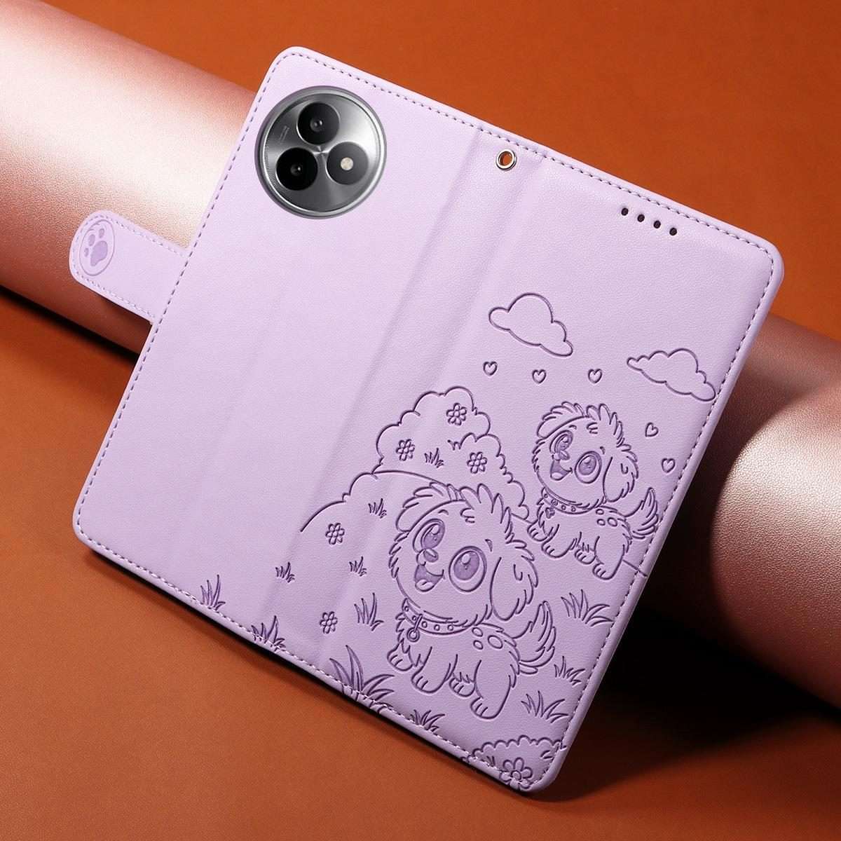 For Redmi K80 Ultra Embossed Heart Dog RFID Blocking Wallet Leather Phone Case(Purple)