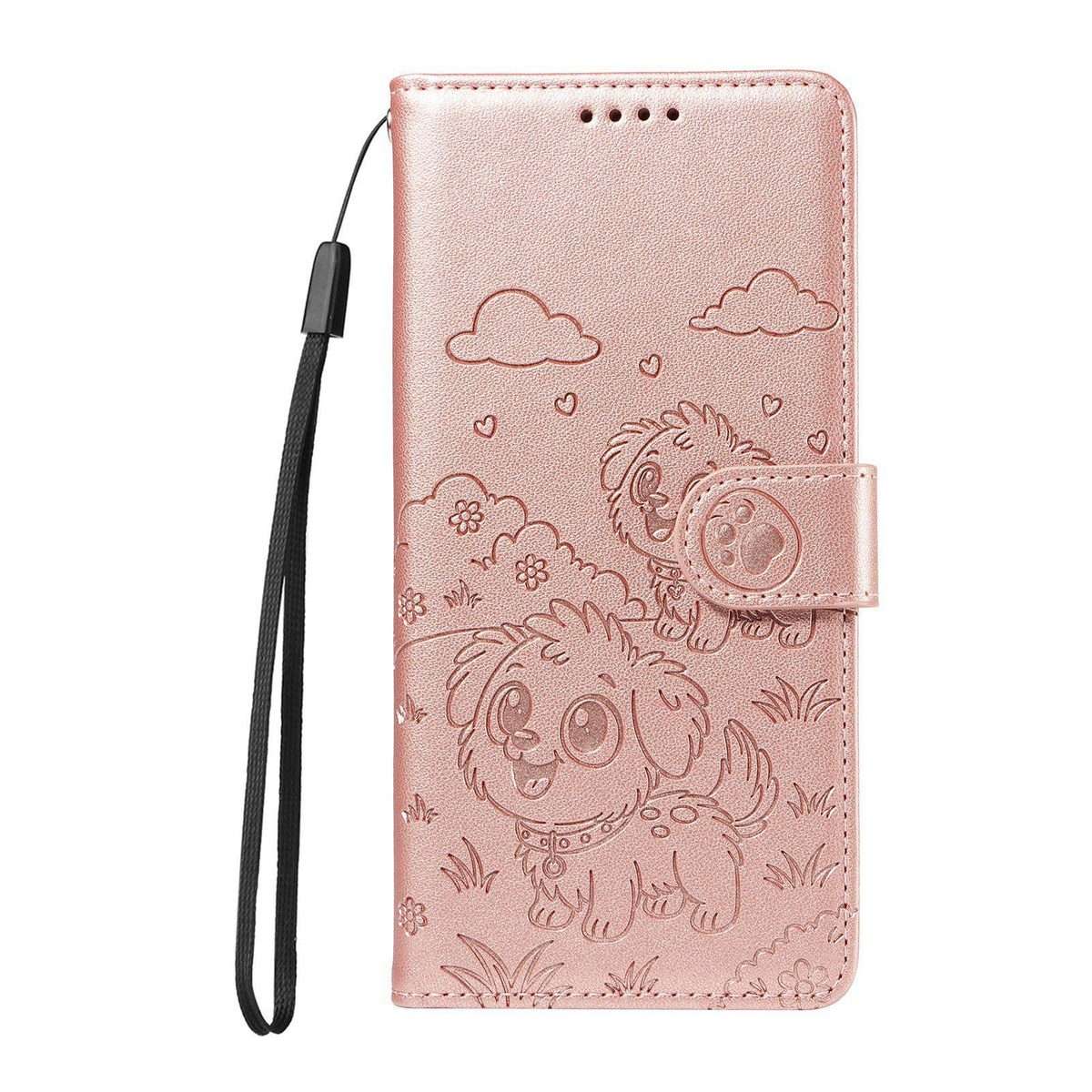 For Redmi K80 Ultra Embossed Heart Dog RFID Blocking Wallet Leather Phone Case(Rose Gold)